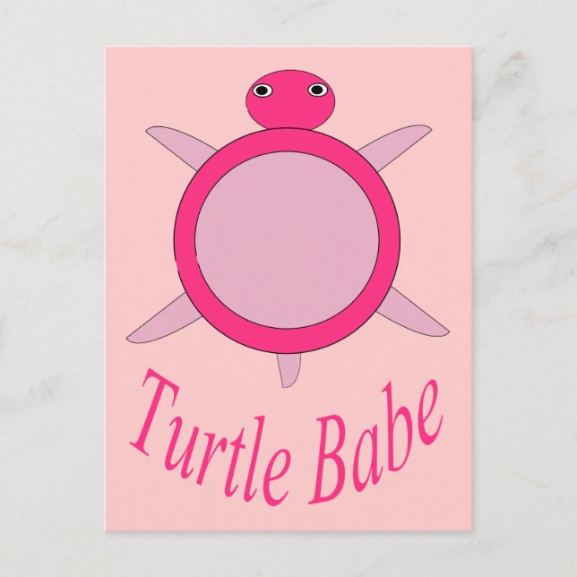 Cute Pink Turtle Babe Postcard (Front)