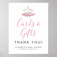 Cute Pink Tutu Ballerina Baby Shower Cards Gifts