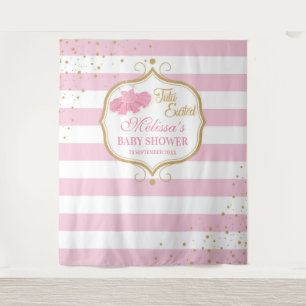 Cute pink tutu ballerina baby shower tapestry