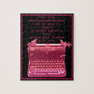 Cute Pink Typewriter Personalized Jigsaw Puzzle