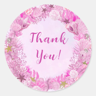 Cute Pink Under the Sea Girl Baby Shower Classic Round Sticker