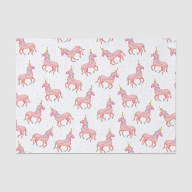 Cute Pink Unicorn Baby Shower Pattern Tissue Paper (Front)