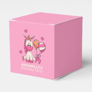 Cute Pink Unicorn Girl Birthday Party Favor Box