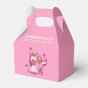 Cute Pink Unicorn Girl Birthday Party Favor Box
