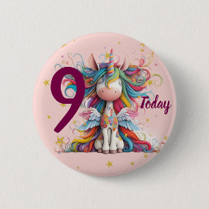 Cute Pink Unicorn Girl's Birthday 2 Inch Round Button