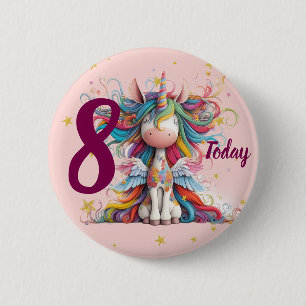 Cute Pink Unicorn Girl's Birthday 2 Inch Round Button
