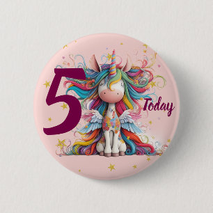 Cute Pink Unicorn Girl's Birthday 2 Inch Round Button