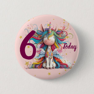 Cute Pink Unicorn Girl's Birthday 2 Inch Round Button