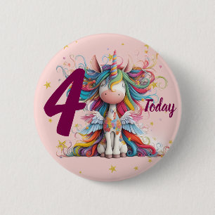 Cute Pink Unicorn Girl's Birthday 2 Inch Round Button