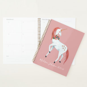 Cute Pink Unicorn Girls Weekly Planner Notebook
