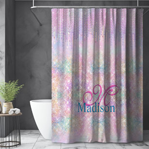 Cute Pink Unicorn Glitter rhinestone Drip monogram