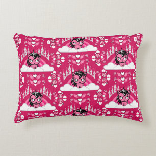Cute Pink Unicorn Land And Castle  Accent Pillow