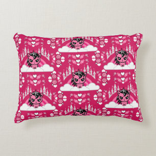 Cute Pink Unicorn Land And Castle  Accent Pillow