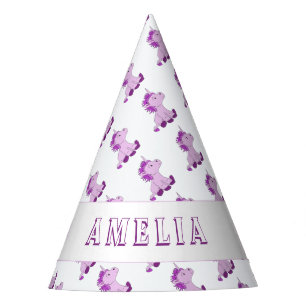 Cute Pink Unicorn Pattern Kids Birthday Party Hat