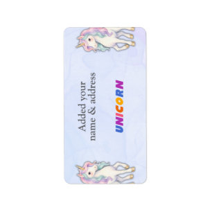 Cute pink unicorn pattern personalized name label
