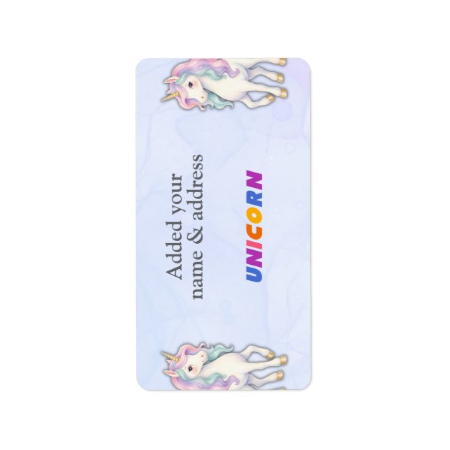 Cute pink unicorn pattern personalized name label (Front)