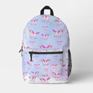 Cute pink unicorn pattern personalized name printed backpack
