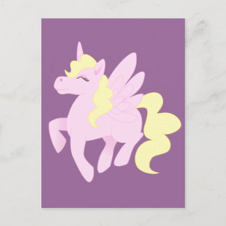 Cute Pink Unicorn Pegasus (Unipeg) Postcard