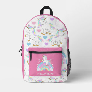 Cute Pink Unicorn - Personalize Printed Backpack