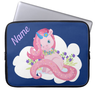 Cute Pink Unicorn Personalized Laptop Sleeve