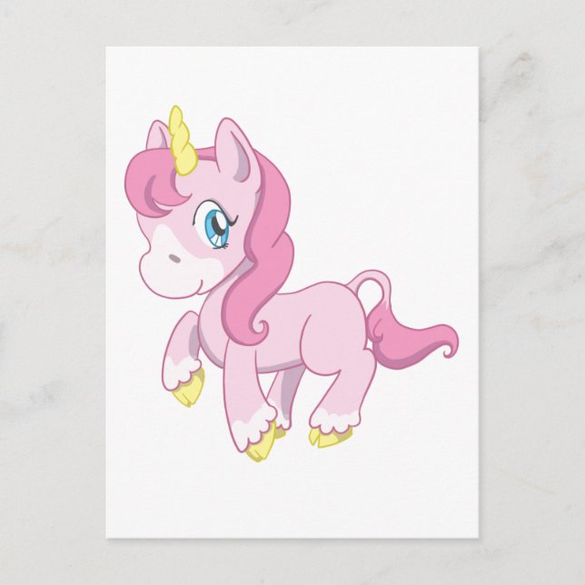 Cute Pink Unicorn Postcard (Front)