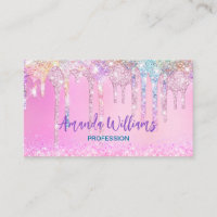 Cute Pink Unicorn Rainbow Glitter Drips