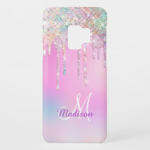 Cute Pink Unicorn Rainbow Glitter Drips monogram Case-Mate Samsung Galaxy S9 Case