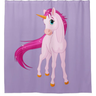 Cute Pink Unicorn Shower Curtain