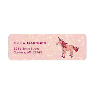 Cute Pink Unicorn Sparkles Return Address