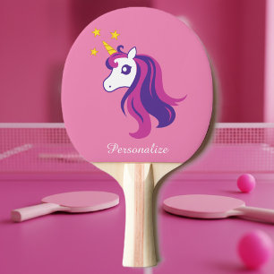 Cute pink unicorn table tennis ping pong paddle