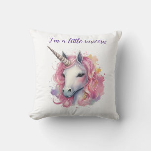 cute pink unicorn throw pillow