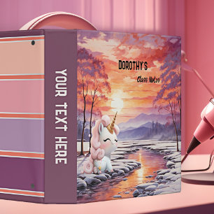 Cute Pink Unicorn Winter Wonderland Binder