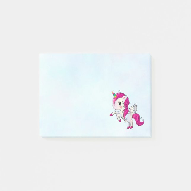 Cute Pink Unicorn with Wings Post-it Notes (Front)