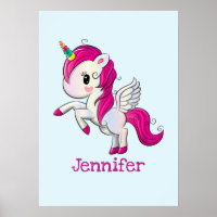 Cute Pink Unicorn with Wings