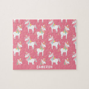 Cute Pink Unicorns Personalized Jigsaw Puzzle