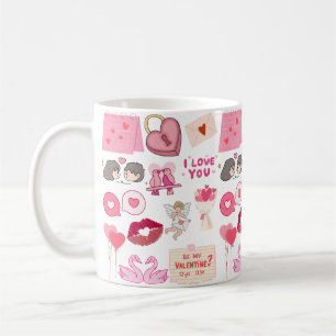 Cute Pink Valentine’s Day Love Doodles Collection Coffee Mug