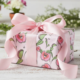 Cute Pink Venus Flytrap Stuck on Your Love Wrapping Paper