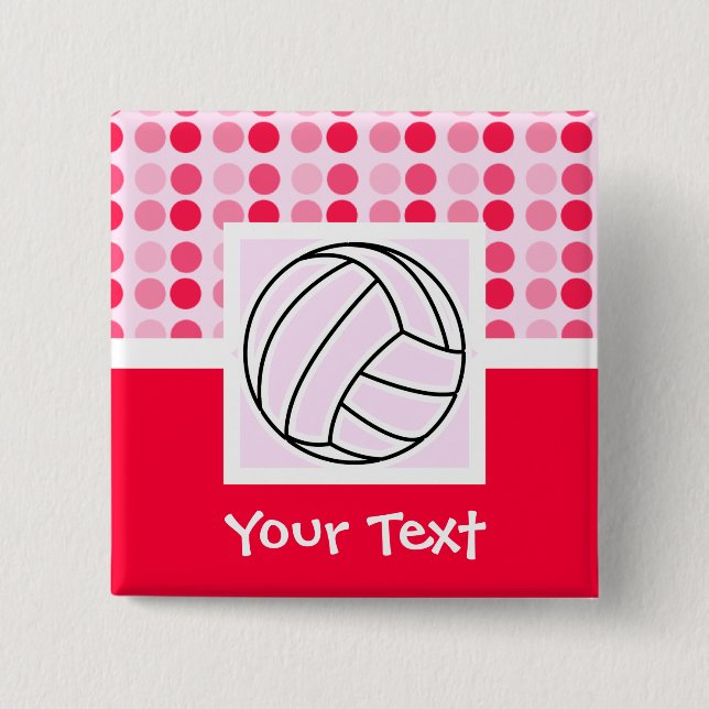 Cute Pink Volleyball 2 Inch Square Button (Front)