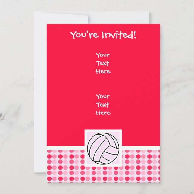 Cute Pink Volleyball Invitation (Front)