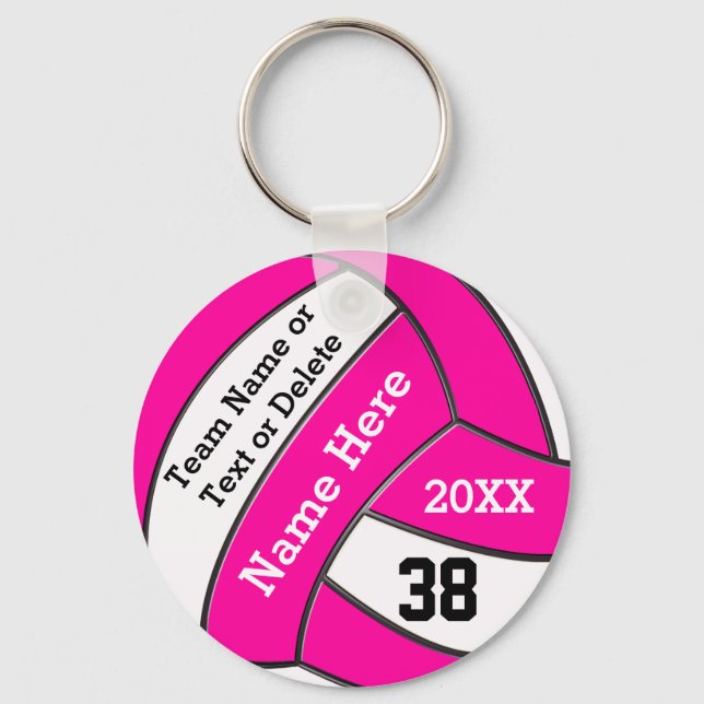 Cute Pink Volleyball Trinkets PERSONALIZED Keychain (Front)