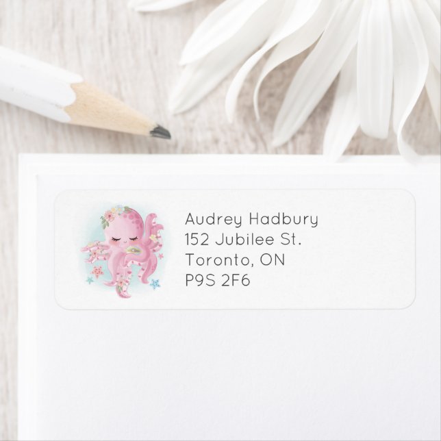 Cute Pink Watercolor Baby Octopus (Insitu)