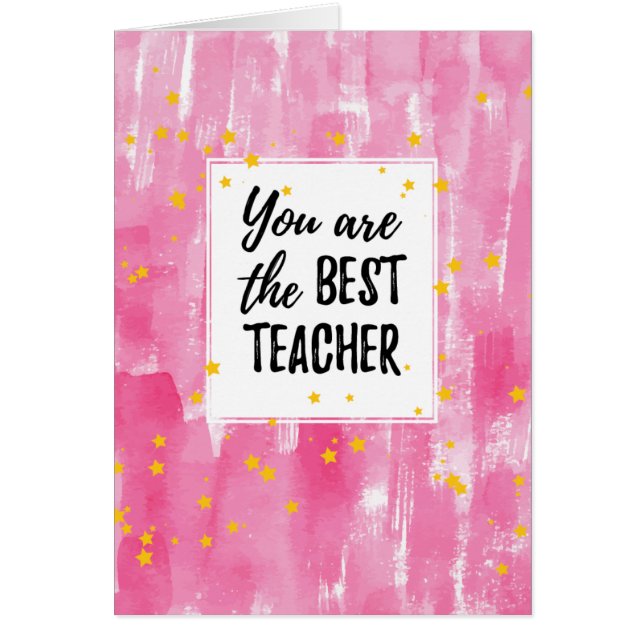 Cute Pink Watercolor Best Teacher Appreciation (Front)