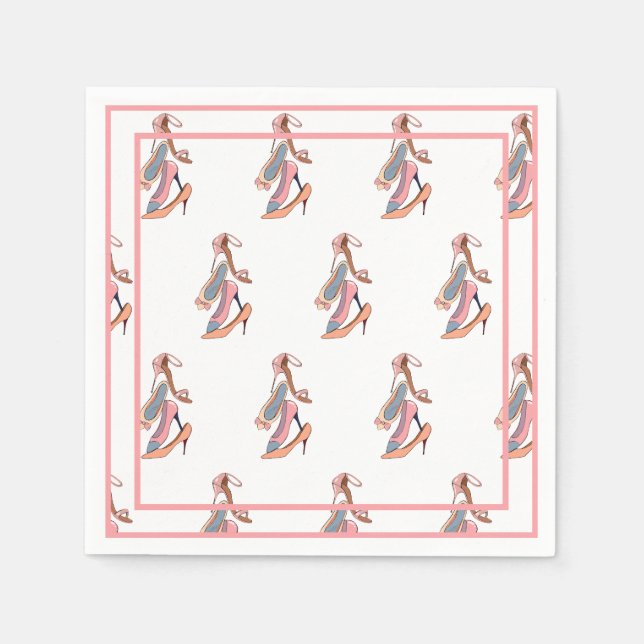 Cute Pink Watercolor Diva Glam Stilettos Paper Pla Napkin (Front)