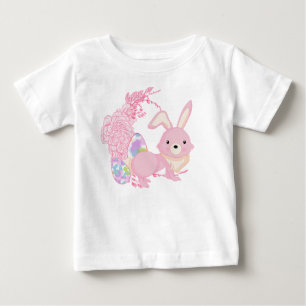 CUTE PINK WATERCOLOR EASTER BUNNY WITH EGGS BABY T-Shirt