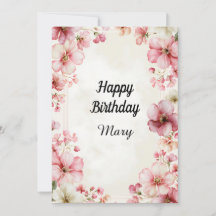 Cute Pink Watercolor Elegant Wildflowers For Her