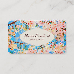 Cute Pink Watercolor Floral Retro Beauty Spa Business Card