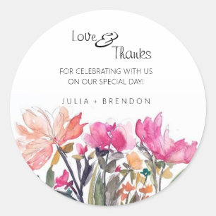 Cute Pink Watercolor Flower Stickers