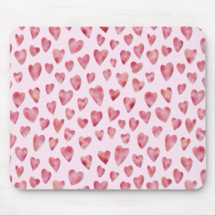 Cute Pink Watercolor Heart pattern Mouse Pad