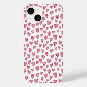 Cute Pink Watercolor Love Heart Case-Mate iPhone 14 Case