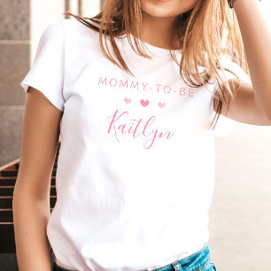 Cute Pink Watercolor Love Hearts Mommy-to-be T-Shirt